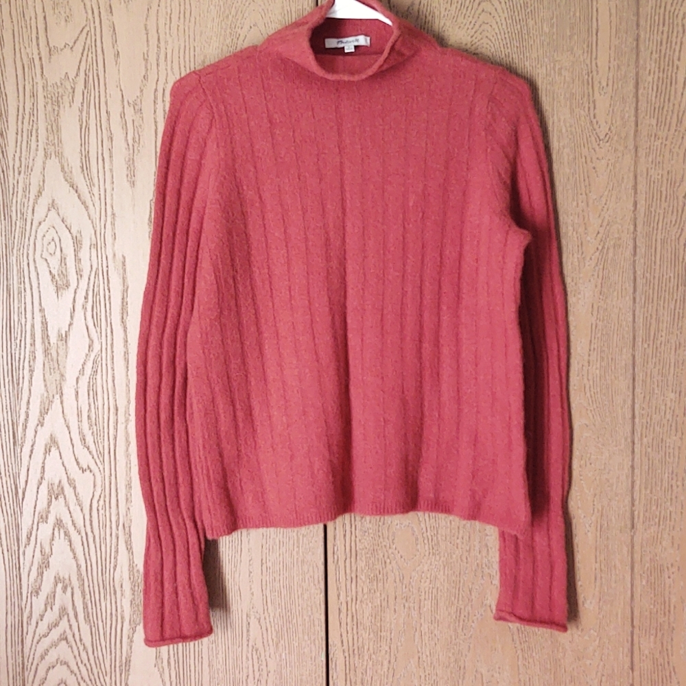 Burnt orange wool sweater by Madewell, size small, mock neck